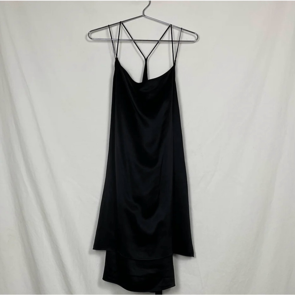 Helmut Lang Black Satin Midi Slip Dress
